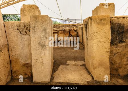 Megalithtempel von Hal Tarxien, 3250-2500 v. Chr., UNESCO-Weltkulturerbe, Tarxien, Malta Stockfoto