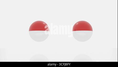 3D-Darstellung der Kugel in Indonesien-Ländern Flagge für Symbol oder Symbol Stockfoto
