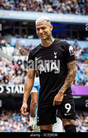 Manchester, Großbritannien. August 2025. MANCHESTER, ENGLAND - 23. AUGUST: Richarlison of Tottenham Hostspur während eines Spiels der Premier League 2025/26 zwischen Manchester City und Tottenham Hotspur im Etihad Stadium am 23. August 2025 in Manchester, England. (Richard Callis/SPP) Credit: SPP Sport Press Photo. /Alamy Live News Stockfoto