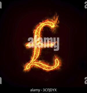 Pounds meldet Flammen an, überprüft mein Profil für Feuerserie Stockfoto