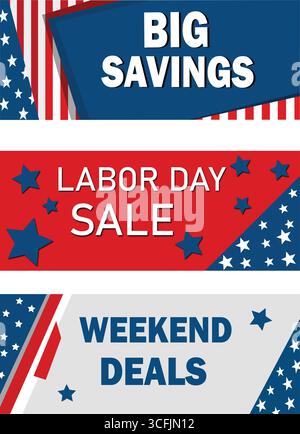 Labor Day Sale Banner Vector Pack Stock Vektor