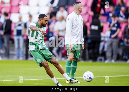 Eindhoven, Niederlande. August 2025. EINDHOVEN, 23-08-2025, Philips Stadion, Saison 2025/2026, niederländischer Eredivisie Football, Spiel zwischen PSV und FC Groningen, Picture Shows, Groninger Spieler Marvin Peersman Credit: Pro Shots/Alamy Live News Stockfoto