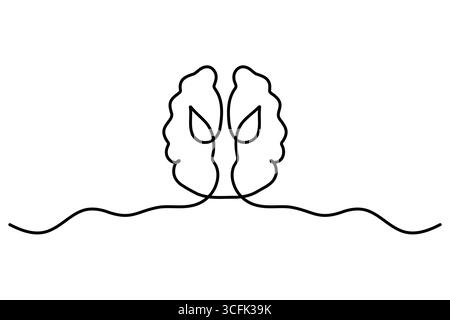 Kontinuierliche Einzeilen-Kunstzeichnung des menschlichen Gehirns eines menschlichen Organkonzeptvektors Stock Vektor