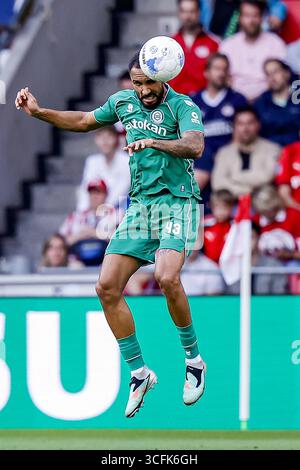 Eindhoven, Niederlande. August 2025. EINDHOVEN, 23-08-2025, Philips Stadion, Saison 2025/2026, niederländischer Eredivisie Football, Spiel zwischen PSV und FC Groningen, Fotoshows, FC Groningen Spieler Marvin Peersman Credit: Pro Shots/Alamy Live News Stockfoto