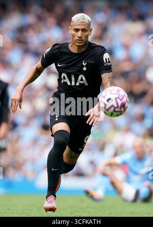 Manchester, Großbritannien. August 2025. Richarlison von Tottenham während des Spiels Manchester City gegen Tottenham Hotspur Premier League im Etihad Stadium, Manchester. Der Bildnachweis sollte lauten: Andrew Yates/Sportimage Credit: Sportimage Ltd/Alamy Live News Stockfoto