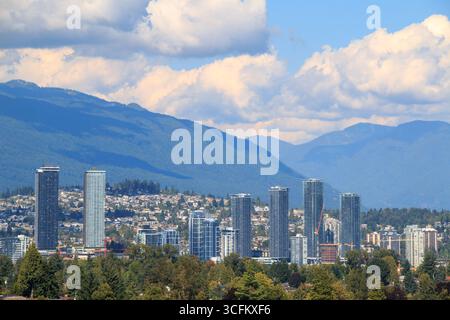 Panoramablick auf das Wohngebiet in Burnaby, Metro Vancouver, British Columbia, Kanada. Stockfoto