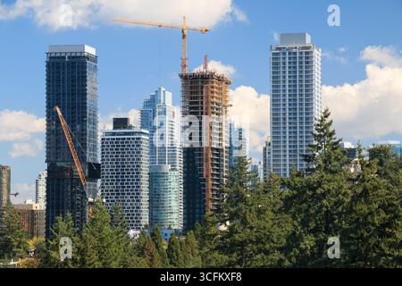 Panoramablick auf das Wohngebiet in Burnaby, Metro Vancouver, British Columbia, Kanada. Stockfoto