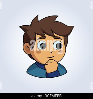 Eine Illustration eines Jungen Hand unter seinem Kinn Stock Vektor