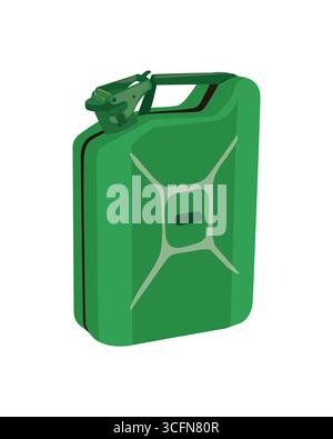Metallkanister für Benzin von grüner Farbe. Vektorabbildung Stock Vektor