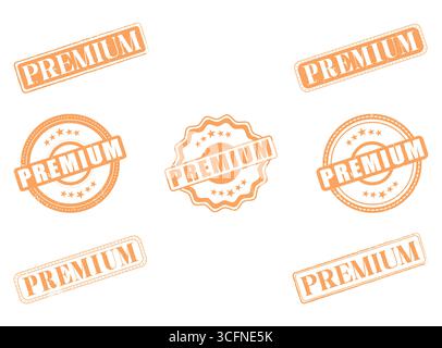 Eine Sammlung von Premium-Gummistempeln und -Dichtungen Stock Vektor