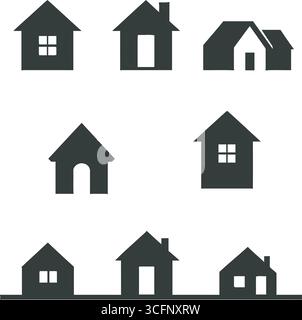 Modernes Haus und Haus Vektor-Symbol Set Stock Vektor