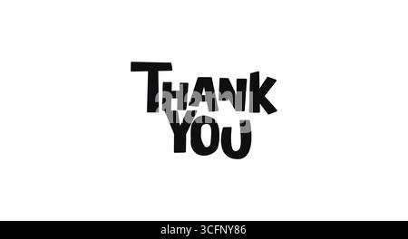 Vielen Dank Für Minimales Schwarzweiß-Schriftbild Im Funky-Stil. Ideal Für Karten, Notizen, Poster, Verpackungen, Aufkleber Und Digitale Anwendungen. Freundlich Stock Vektor