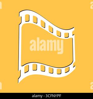 Filmstreifen-Stückfragment auf gelbem Hintergrund. Folienband-Segment. Vektorabbildung Stock Vektor