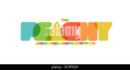 Buntes, grobes Alphabet, verspielte Schriftart für Bonbons-Logo, Schlagzeile für Kinderspielzeuge, saftige Lollypop-Typografie, leuchtendes gummifarbenes Typografie. Spaß Stock Vektor