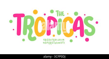 Buntes lustiges Alphabet, verspieltes fröhliches Schriftbild für Kinder-Logo, Geburtstagsüberschrift, fröhliche Typografie, flippiges typografisches Design. Auffällige, abgerundete Beweglichkeit Stock Vektor