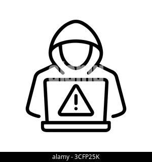 Computer-Hacker-Symbol mit Laptop-Silhouettenvektor Stock Vektor