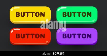 Satz von Comic-ui-Schaltflächen. Benutzeroberflächenvorlage. Vektorabbildung Stock Vektor