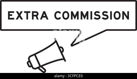 Megaphon-Symbol mit Sprechblase in Wort extra provision auf weißem Hintergrund Stock Vektor