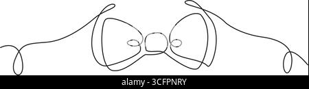 Ausschnitt mit einer einzeiligen Schleife. Mann in formeller Kleidung Kleiderordnung abstrakte minimale Einzeichenzeichnung. Vektorabbildung. Stock Vektor