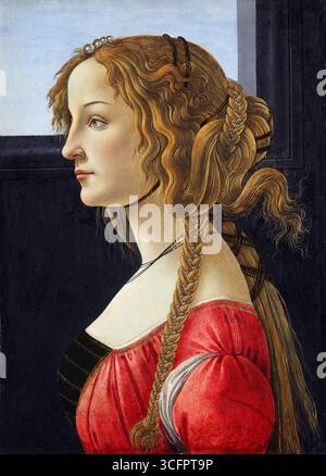 Profilporträt einer jungen Frau auf dem Gemälde Exekution: 1475 - 1480 Sandro Botticelli Stockfoto