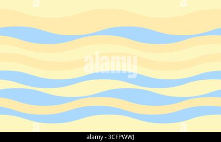 Heiteres abstraktes Wellenmuster in Pastellgelb und Blau. Perfekt für Webseiten-Hintergründe, Sommermotive oder beruhigende Designs. Ruft Gefühle des Friedens hervor Stock Vektor