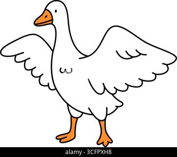 Cartoon Gans mit offenen Flügeln. Einfache Vektordarstellung Stock Vektor