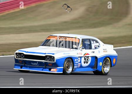 Silverstone Circuit, Northamptonshire, Großbritannien. 24. August 2025; Silverstone Circuit, Northamptonshire, England; Silverstone Festival Day 3 2025; Wim KUIJL in einem Ford Capri RS3100 während der Adrian Flux Trophy für MRL Historic Touring Car Challenge Stockfoto