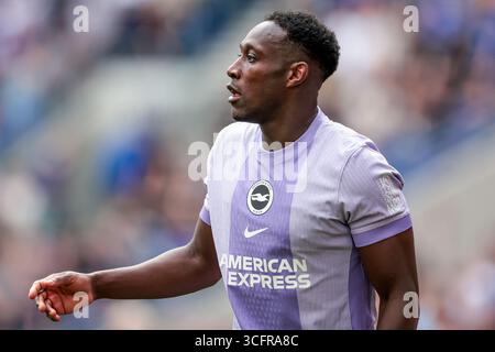 Liverpool, Großbritannien. August 2025. Danny Welbeck von Brighton & Hove Albion reagiert während des Premier League Matches Everton gegen Brighton und Hove Albion im Hill Dickinson Stadium, Liverpool, Großbritannien, 24. August 2025 (Foto: Mark Cosgrove/News Images) Credit: News Images LTD/Alamy Live News Stockfoto