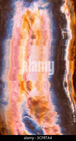Gradientenundienten. Staub kratzt Geräusche. Farbige Folie mit reflektierender Textur. Fantasy Licht Flare Kurve Verzerrung Hintergrund. Stockfoto
