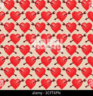 Der nahtlose rote Hintergrund mit Herzen. Stock Vektor