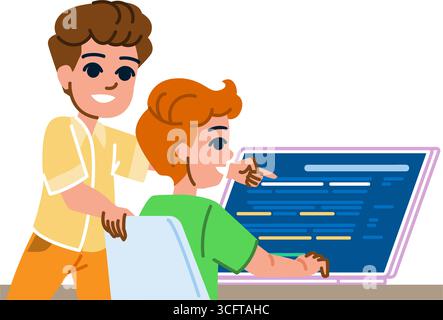 Programmierungscode für Kinder, Softwareentwicklung und Bildung Stock Vektor