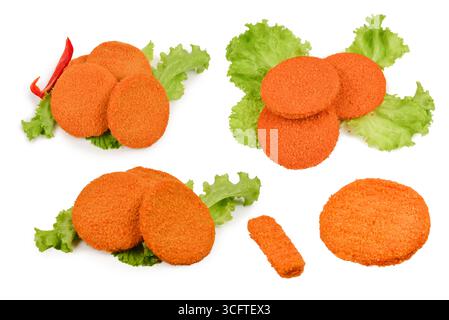 Fischburger auf weißem Hintergrund isoliert. Stockfoto