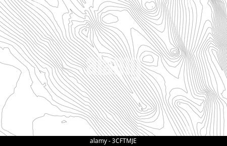 Abstrakte monochromatische Illustration mit detaillierten topografischen Kartenlinien, die geografische Höhe und Gelände vermitteln. 3D-Rendering Stockfoto