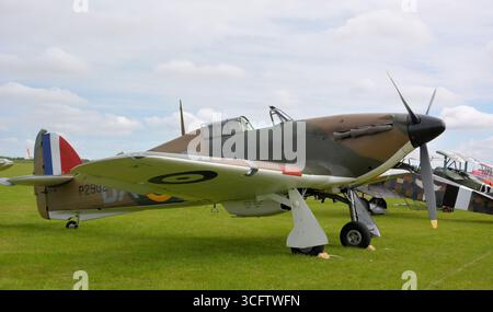 Hawker Hurricane Fighters auf einer Flugschau am Sywell Aerodrome in Northamptonshire, Großbritannien Stockfoto