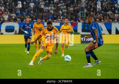 Bergamo, Italie. August 2025. Henrik Meister während des italienischen Meisterschaftsspiels Serie A zwischen Atalanta BC und Pisa SC am 24. August 2025 im Gewiss-Stadion in Bergamo, Italien - Foto Alessio Morgese/DPPI Credit: DPPI Media/Alamy Live News Stockfoto