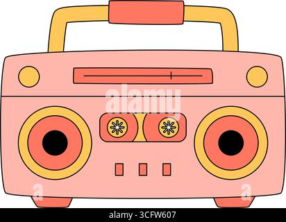 Grooviger Y2K Pink Cartoon Boombox Player Stock Vektor