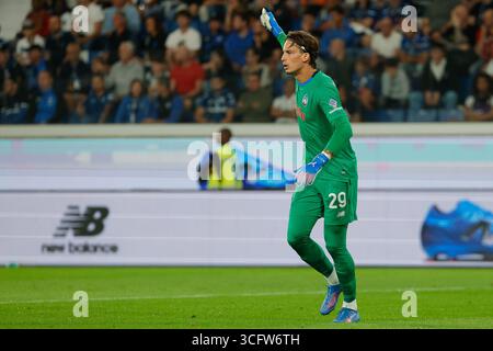 August 2025; Gewiss-Stadion, Bergamo, Italien, Fußball der Serie A, Atalanta gegen Pisa; Marco Carnesecchi von Atalanta BC Stockfoto