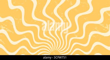 Grooviger Retro Sun Burst Orange Hintergrund Stock Vektor