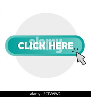 Klicken Sie hier. Mauscursor-Element. Symbol für Aktionsaufruf. Hellgrüner Vektor. Stock Vektor