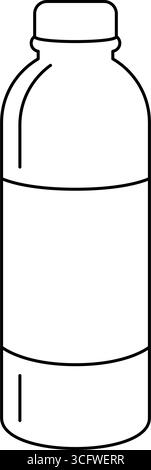 Generischer Umrisssymbolvektor für Wasserflaschen aus Metall oder Kunststoff Stock Vektor