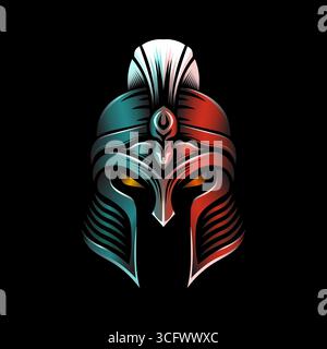 Antike römische spartanische Helmvektor symbolisiert Stärke und Tapferkeit, ideal für Logos, Embleme oder Bildungsprojekte Stock Vektor