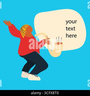 Poster-Vorlage für Veranstaltungen mit Saxophonspieler, der eine Vorstellung macht. Vektorillustration in abstrakter Abflachung Stock Vektor