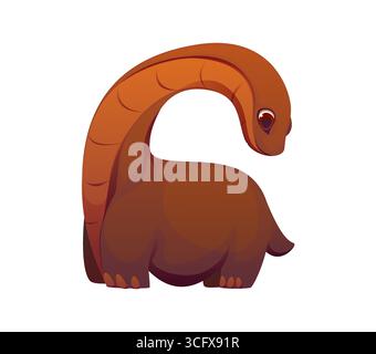 Das mathematische Symbol Nr. 6 als lustige Dinosaurier-Tierkörperfigur. Niedliches abc für Kinder, Mathematik lernen und zählen Spiele. Kinderalphabet, Dino Zoo Maskottchen Schriftart, Kinderschrift, Buchstabentyp Stock Vektor