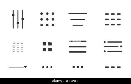 Hamburger Interface Menü Setzen Sie einfache Zeile, minimaler ui Popup Burger. Website-Navigationstaste Hamburger-Menüzeilensymbol Vorlagennavigation Dropdown-Schaltfläche Websymbol. Design-Element der Schnittstelle. Vektorabbildung Stock Vektor