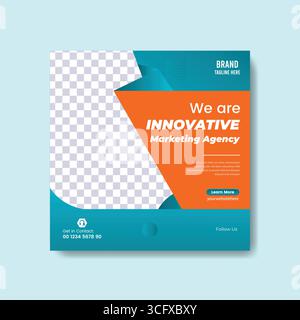 Dynamische Marketingagentur Social Media Post-Vorlage mit innovativem Platzhalter für Botschaften und Bilder Stock Vektor