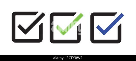 Einfache Kontrollkästchen-Symbole in verschiedenen Farben für die Vektorabbildung der Benutzeroberfläche Stock Vektor