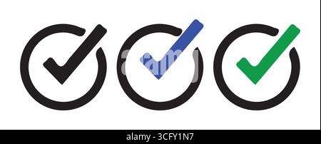 Einfache Kontrollkästchen-Symbole in verschiedenen Farben für die Vektorabbildung der Benutzeroberfläche Stock Vektor