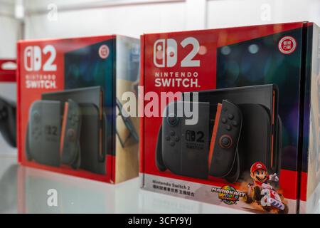 Hong Kong Daily Life Eine allgemeine Ansicht, die den Nintendo Switch 2 am 25. August 2025 in Hongkong zeigt. Foto von Vernon Yuen/Nexpher Images Stockfoto