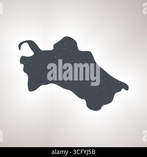 Turkmenistan-Form auf verlaufendem Hintergrund. Landkarte mit Kratzstruktur. Turkmenistan lebendiges Poster. Stilvolle Vektorillustration. Stock Vektor