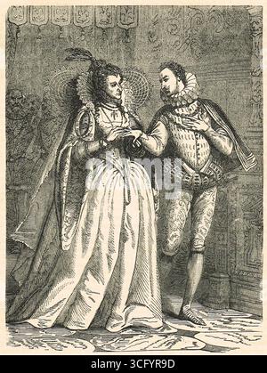 Königin Elizabeth I. und ihre Freier Stockfoto